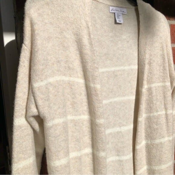 London Kaye Cotton Blend Knit Open Front Long Cardigan Sweater Duster XS - Picture 2 of 6